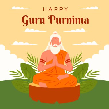 Düz tasarımla guru purnima illüstrasyonunu kutla