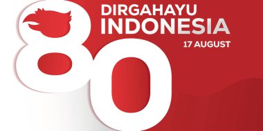 Endonezya 'nın 80. bağımsızlık günü yatay afiş illüstrasyonu