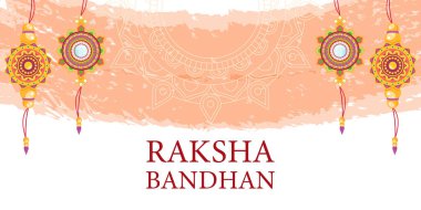 Düz tasarımda raksha bandhan yatay afiş illüstrasyonu