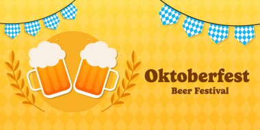 Ekim Festivali bira festivali yatay afiş illüstrasyonları gradyan