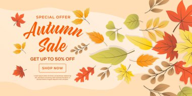 Sonbahar indirimi yatay afiş çizimi gradyan