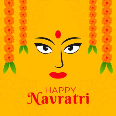 Navratri festivalini kutlamak için resimli düz tasarım