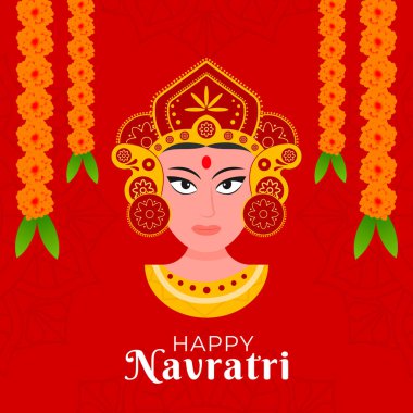 Düz dizayn tarzında mutlu navratri festivali illüstrasyonları