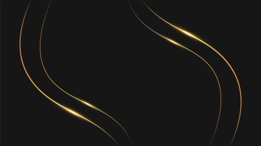 Siyah ve altın elementlerin arka planı. Açık altın çizgili modern soyut arkaplan