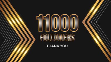 Sosyal medya takipçileri, aboneler için tebrik kartı şablonu tasarladığınız için teşekkürler. 11000 takipçi. 11 bin takipçi kutladı