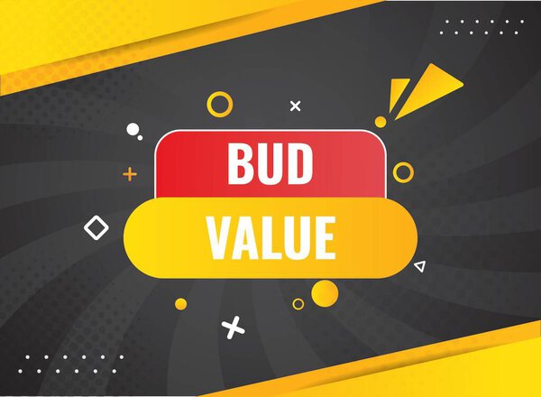 bud value button, banner, label, template for website. текст с цветным значком мегафона