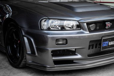 Bangkok, Tayland - 17 Ocak 2025: Nissan silueti GTR34 Vspecc (BNR34) 1000HP.
