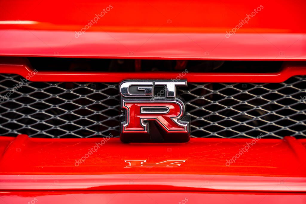 Bangkok, Thailand - January 17, 2025 : Nissan GT-R logo close up