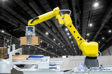 Denetleyicisi gerçekleştirmek, endüstriyel robot kol dağıtım, malzeme işleme ve üretim hattı Üretici Fabrika ambalaj uygulama. 