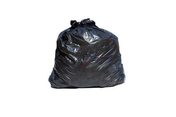 Black Garbage Bag Isolated White Background Clipping Mask —  Fotos de Stock