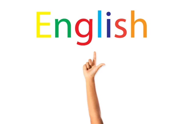 Dito Puntava Krish Lettere Inglesi Multicolori Diffuse Sfondo Bianco Concetto — Foto Stock