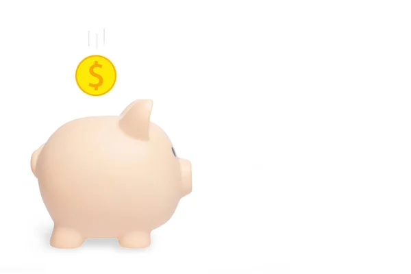 Piggy Bank Met Munt Geïsoleerd Witte Achtergrond Clipping Pad — Stockfoto