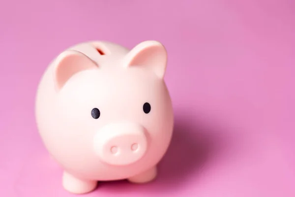 ピンクの背景の貯金箱 投資内容 — ストック写真