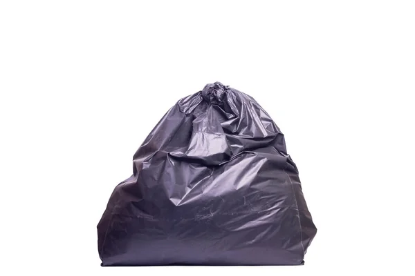 Ein Schwarzer Müllsack Der Den Mund Schön Zusammenband Schwarzer Müllsack — Stockfoto