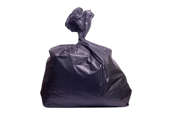 Ein Schwarzer Müllsack Der Den Mund Schön Zusammenband Schwarzer Müllsack — Stockfoto