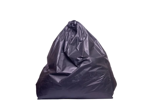 Ağzını Güzelce Bağlayan Siyah Bir Çöp Torbası Siyah Çöp Torbası — Stok fotoğraf