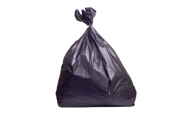 Μια Σακούλα Σκουπιδιών Που Έδενε Στόμα Όμορφα Μαύρη Σακούλα Σκουπιδιών — Φωτογραφία Αρχείου