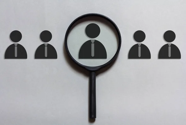 Magnifying Glass Focus Manager Icon Personnel Search Human Development Concept — Stock Photo, Image