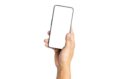 Beyaz arka planda izole edilmiş siyah akıllı telefon. Kesme yolu