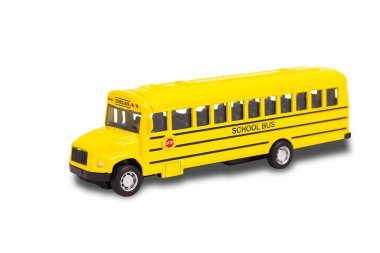 Beyaz arkaplanda öğrenci servis otobüsü, kırpma yolu