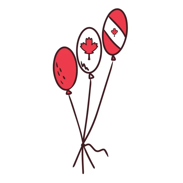 캐나다 국기를 상징하는 것이죠 날이다 상징은 빨간색 흰색이다 Doodle 스타일 — 스톡 벡터