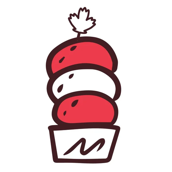 加拿大日 有楔形装饰的冰淇淋 枫叶作为象征 7月1日象征是红色和白色的 涂鸦的例子 明信片 海报或设计 — 图库矢量图片