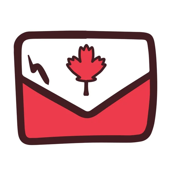 봉투에 넣는다 캐나다의 상징하는 것이죠 상징은 빨간색 흰색이다 Doodle 스타일 — 스톡 벡터