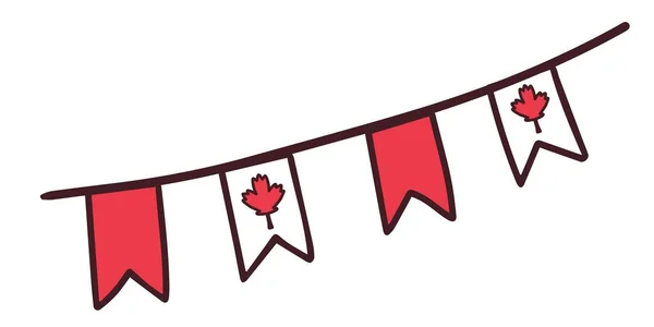 Füzér Zászlókkal Kanada Napjára Juharfalevél Mint Szimbólum Július Elseje Szimbólum — Stock Vector