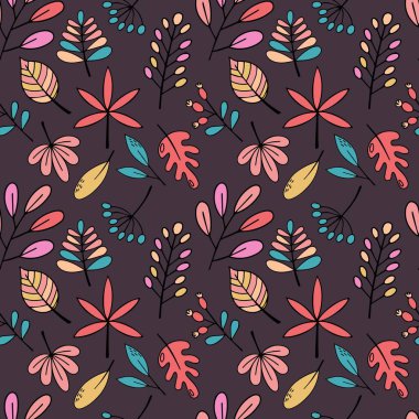 Sonbahar yapraklı kusursuz bir illüstrasyon. Tekstil kumaş, ambalaj kağıdı veya duvar kağıdı kavramı. Vektör.