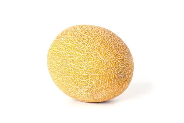 近照的黄色甜瓜 背景为白色 果皮柔软 — 图库照片