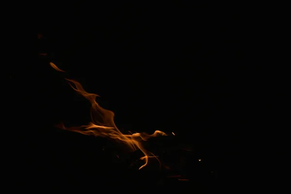 Tűz Éjszaka Fekete Háttér — Stock Fotó
