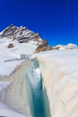 Bernese Oberland, İsviçre 'de Jungfraujoch yakınlarında Crevasse