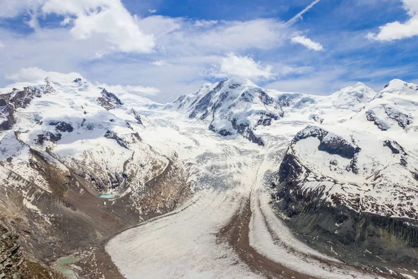 Prachtig Panorama Van Pennine Alpen Met Beroemde Gorner Gletsjer Indrukwekkende — Stockfoto