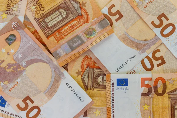 Background Fifty Euro Banknotes — Fotografia de Stock