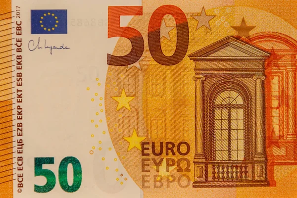 五十欧元钞票的宏观拍摄 — 图库照片