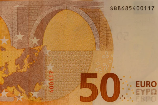 Makro Snímek Eurobankovky — Stock fotografie