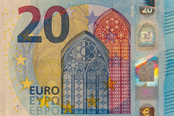 Macro shot of twenty euro banknote