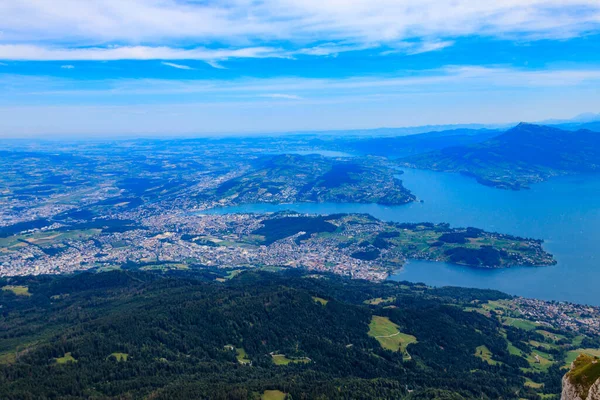 stock image Beautiful panoramic view on Lake Lucerne from Mount Pilatus, Switzerland