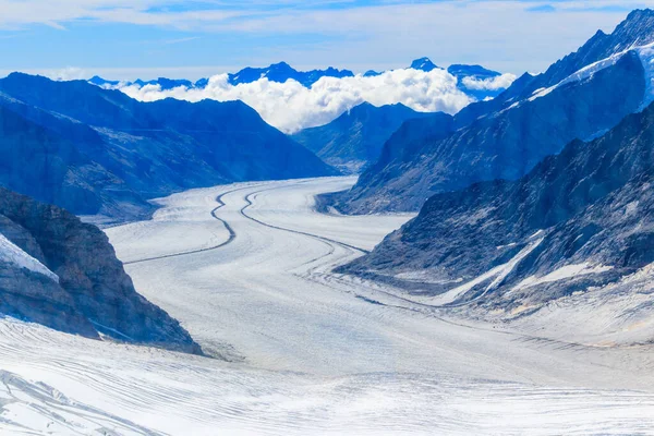 Вид Великий Алецький Льодовик Найбільший Льодовик Альпах Юнеско Кантоні Вале — стокове фото