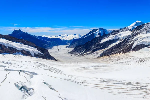 アルプス最大の氷河でユネスコの世界遺産に登録されているグレート アレッチュ氷河の眺め — ストック写真