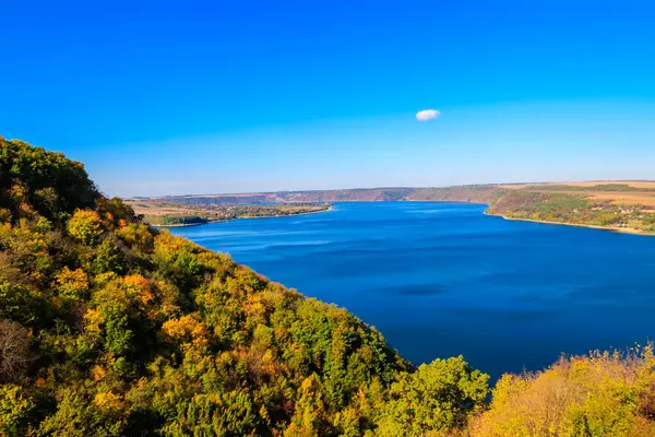 stock image View of the Dniester river in Ukraine at autumn