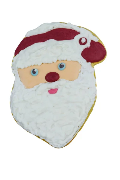 Рождественское Пряничное Печенье Форме Санта Клауса Изолированы Белом Фоне — стоковое фото