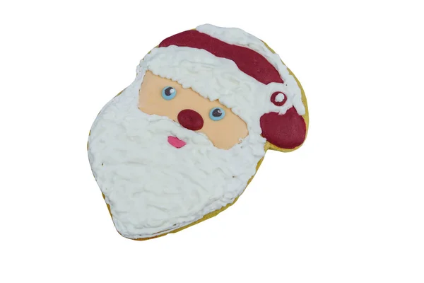 Christmas Gingerbread Cookie Made Shape Santa Claus Isolated White Background — Stock Photo, Image