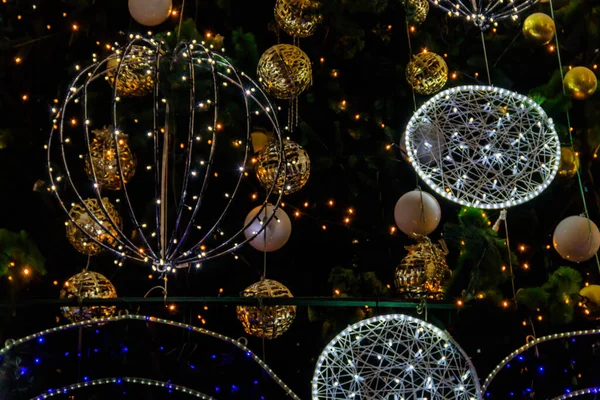 stock image Detail of decorated Christmas tree with xmas lights