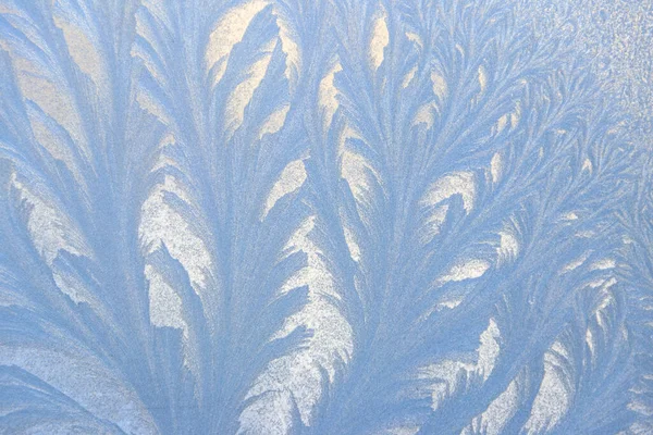 Морозний Візерунок Замерзлому Вікні Взимку Природний Фон Текстура — стокове фото
