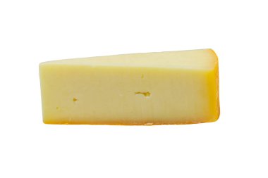 beyaz arkaplanda izole edilmiş peynir parçası