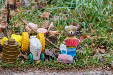 Abandoned old toys in the ghost town Pripyat in Chernobyl Exclusion Zone, Ukraine