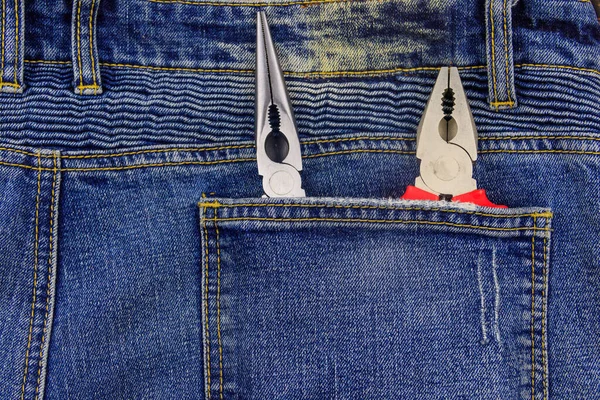 Pliers Pocket Blue Jeans — Stock Photo, Image