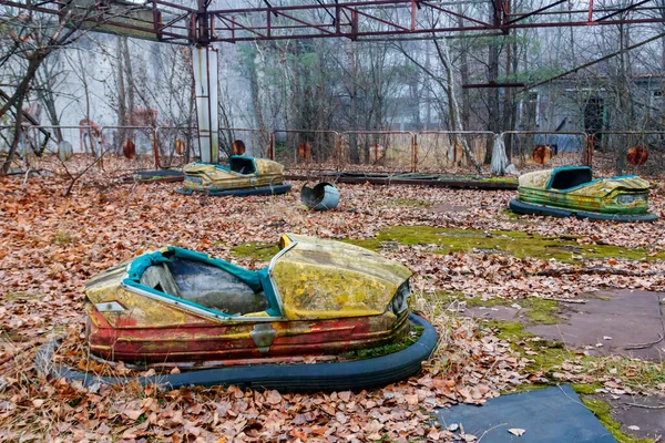 Брошенные Бамперы Парке Развлечений Города Припять Чернобыльской Зоне Отчуждения Украина — стоковое фото