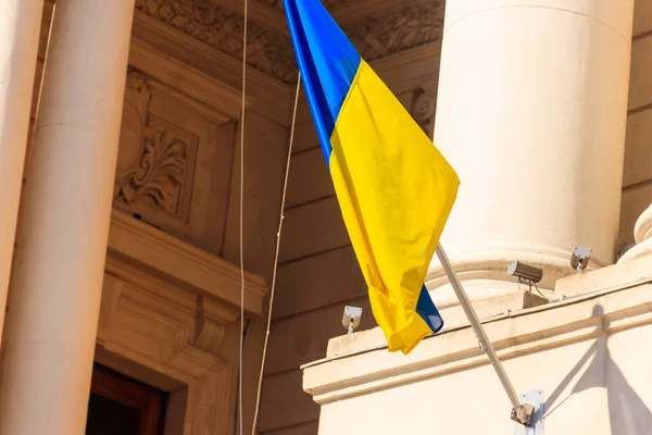 Integető Kék Sárga Zászló Ukrajna — Stock Fotó
